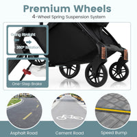 2-in-1 Foldable Baby Stroller with Reversible Seat and Adjustable Backrest