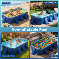 Foldable Swimming Pool,Non-Inflatable Around Ground Pool w/24 Wall Panels