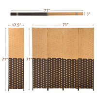 6Ft Room Divider, 4-Panel Woven Wall Divider Panel Screen, Extra Wide Freestanding Privacy Screen Divider