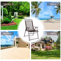 Set of 4 Portable Folding Garden Chairs with Armrests for Outdoor Camping