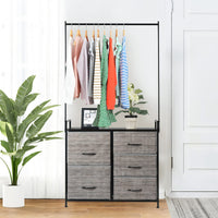 Giantex Clothing Rack w/ 5 Fabric Drawers, Closet Organizers and Storage, Dresser Wardrobe Closet