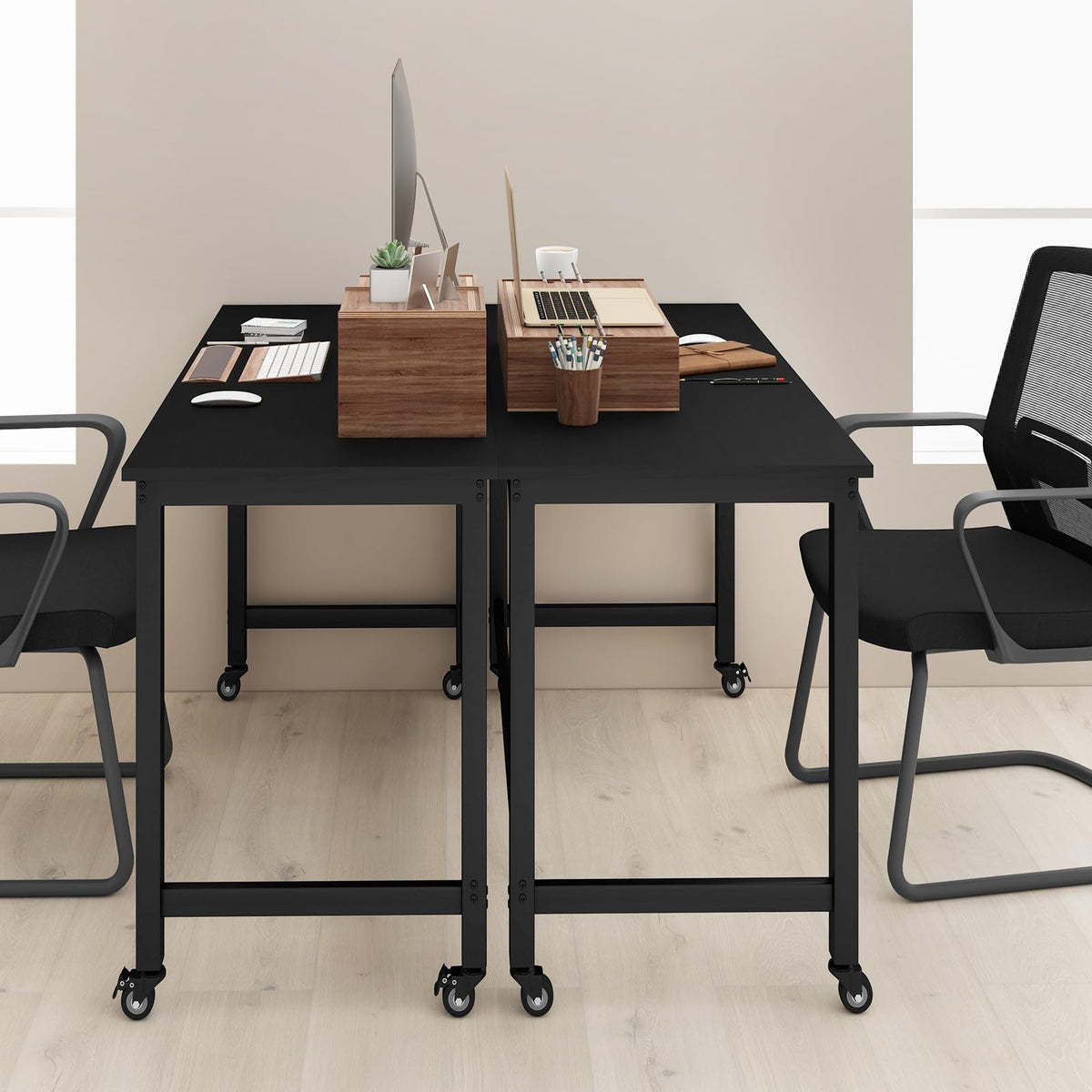 Giantex Computer Table Giantex Rolling Computer Desk Mobile Writing Study Desk w/ 4 Universal ...