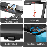 Folding Treadmill, Max 12.0 km/h, 2.25HP Electric Walking Pad, Compact Running Jogging Machine w/ 12 Preset Programs