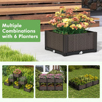 Set of 2 Raised Planter Boxes with Self-Watering System