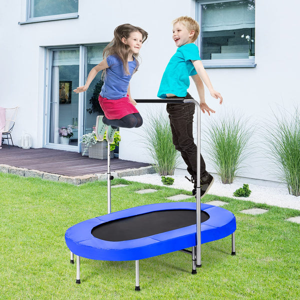 Double Trampoline for 2 People with Adjustable Handrail and Safety Pad