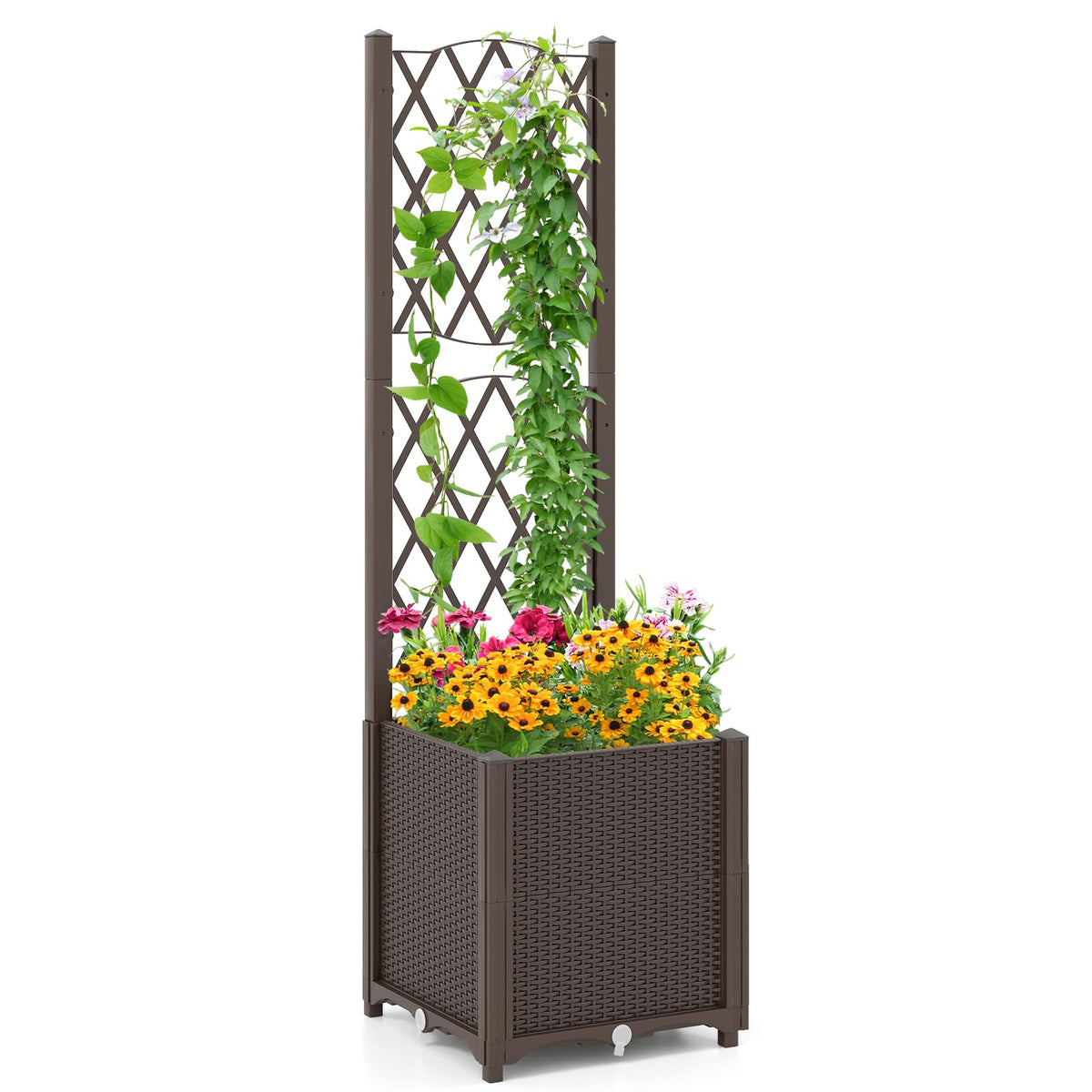 Raised Garden Bed with Trellis, Elevated Planter Box