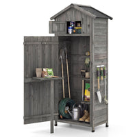 Wood Garden Storage Shed with Lockable Barn Door and Removable Shelves for Outdoor