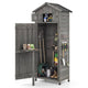 Wood Garden Storage Shed with Lockable Barn Door and Removable Shelves for Outdoor