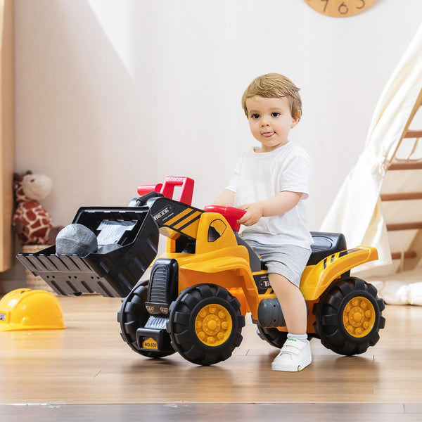 Kids Ride On Bulldozer Toy Pretend Truck with Adjustable Bucket and Sound