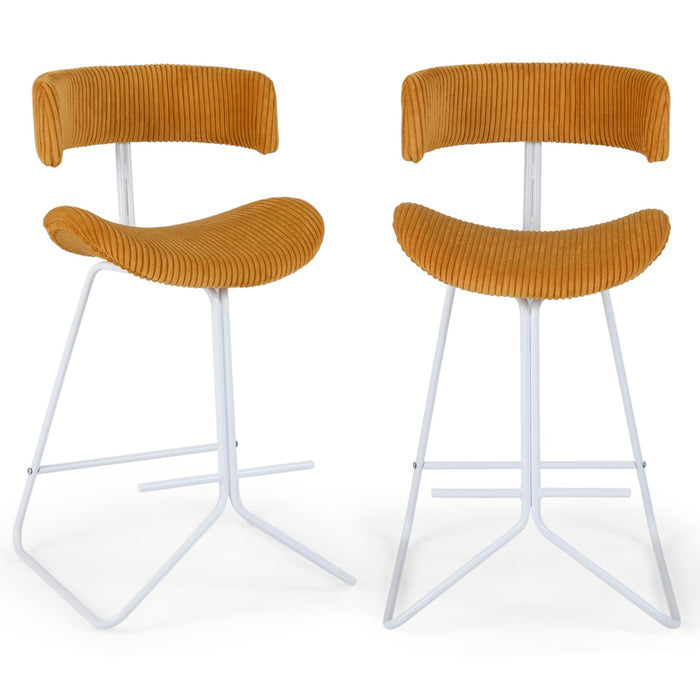 Giantex Counter Height Stools Set of 2, Fabric Upholstered Armless Barstools with Curved Back & Padded Seat
