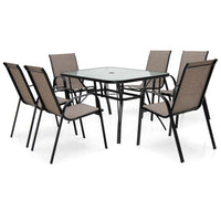 7 Piece Patio Dining Set with 6 Stackable Chairs & Rectangular Table