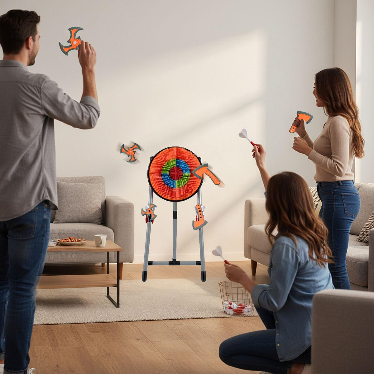 3 in 1 Throwing Target Set Kids Throwing Game with 3 Throwing axes