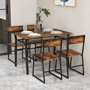 Giantex 5 Piece Dining Table Set Industrial Rectangular Kitchen Table with 4 Chairs
