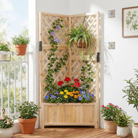 Corner Raised Garden Bed with Trellises for Climbing Plants Vegetables for Yard