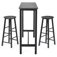 Dining Table Stools Set, 3PCS High Bar Table Set, w/Metal Frame & 2 Bar Stools