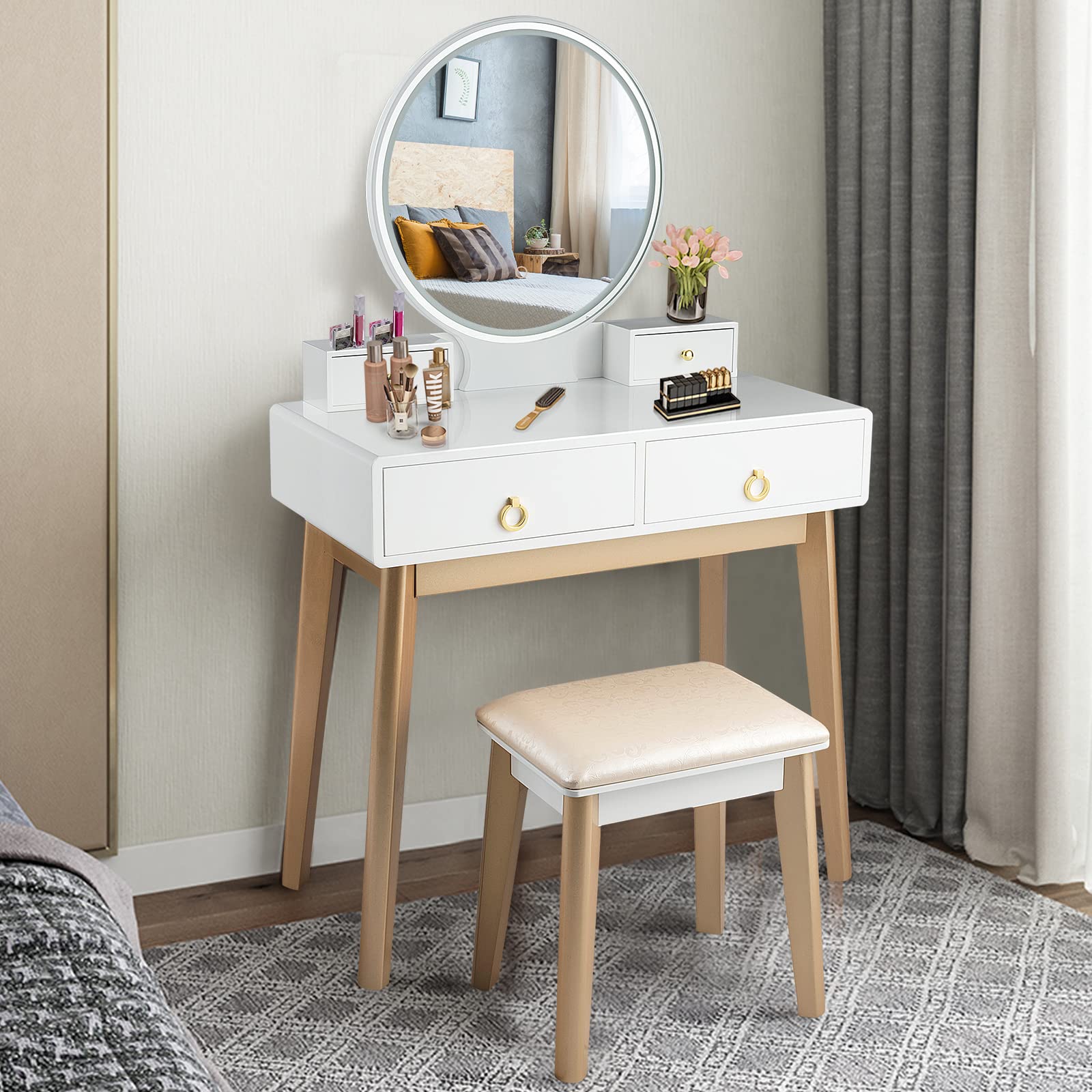 Designer Bedroom Makeup Table With Mirror, Stool, And Storage Cabinet  Stylish Ikea Home Furniture For Bedrooms From Hvzm, $744.03 | DHgate.Com
