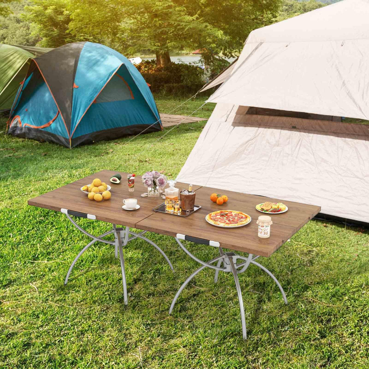 2 Pack Folding Camping Table Extendable Lightweight Picnic Table
