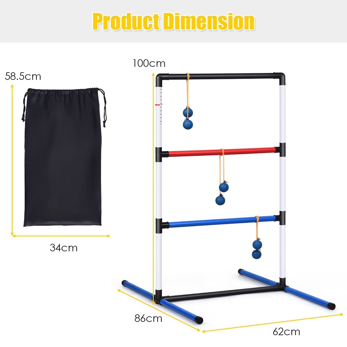Ladder Toss Game Set with 6 PE Bolas for Leisure Play