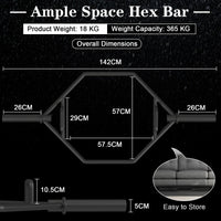 142cm Olympic Hex Barbell Bar Trap Hex Weight Lifting Gym Home Fitness Equipment