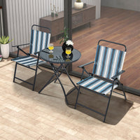 3 Piece Outdoor Folding Bistro Set with Folding Table for Outdoor/Indoor Use