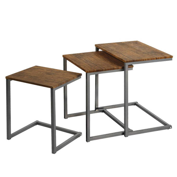 Giantex Nesting Coffee Table Set of 3, Retro Tea Table with Metal Base, Solid Structure, Accent End Tables
