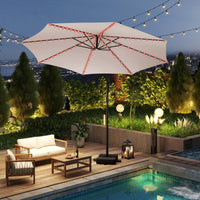 3 m Solar Offset Hanging Umbrella w/Base