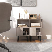 3-Tier Geometric Bookshelf Set of 2, Modern Asymmetrical End Table