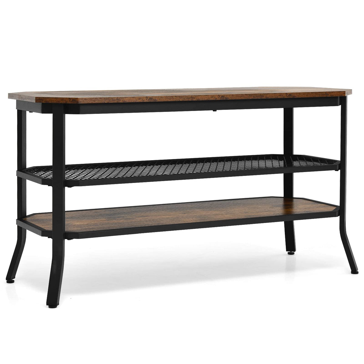 Giantex TV Stand for TVs up to 46”, 3-Tier Console Table w/Metal Frame & Storage Shelves
