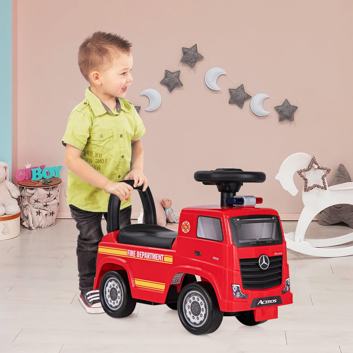 Mercedes-Benz Licensed Kids' Ride On Truck, Push Fire Engine