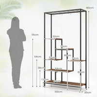 6-tier Tall Plant Stand, 180 CM Metal Indoor Plant Shelf w/ 10 Hanging Hooks & Wire Shelf for Multiple Plants