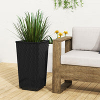 Tall Wicker Planter Box Set of 2 with Water Storage Plate