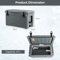 Insulated Portable Ice Chest with Integrated Cup Holders Hard Cooler w/Wheels & Handle