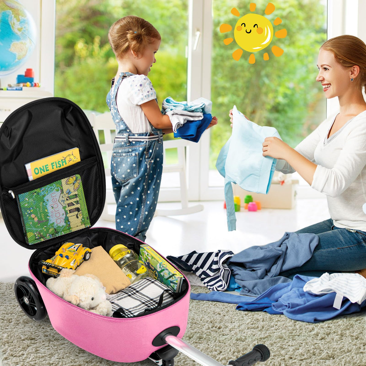 2-IN-1 Kids Luggage with Wheels for Kids Ages 5+