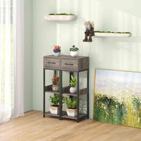 3 Tier Indoor Tall Plant Stand, Metal Plant Table with Drawer, Anti-Tipping Devices