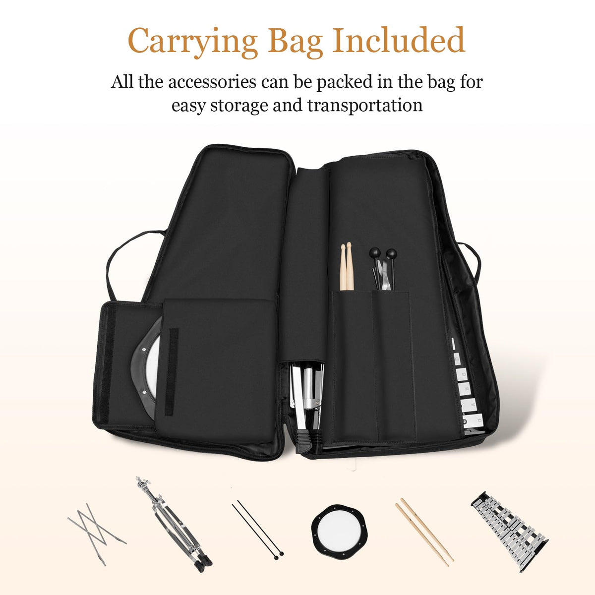 30 Notes Glockenspiel Bell Kit with Height Adjustable Stand