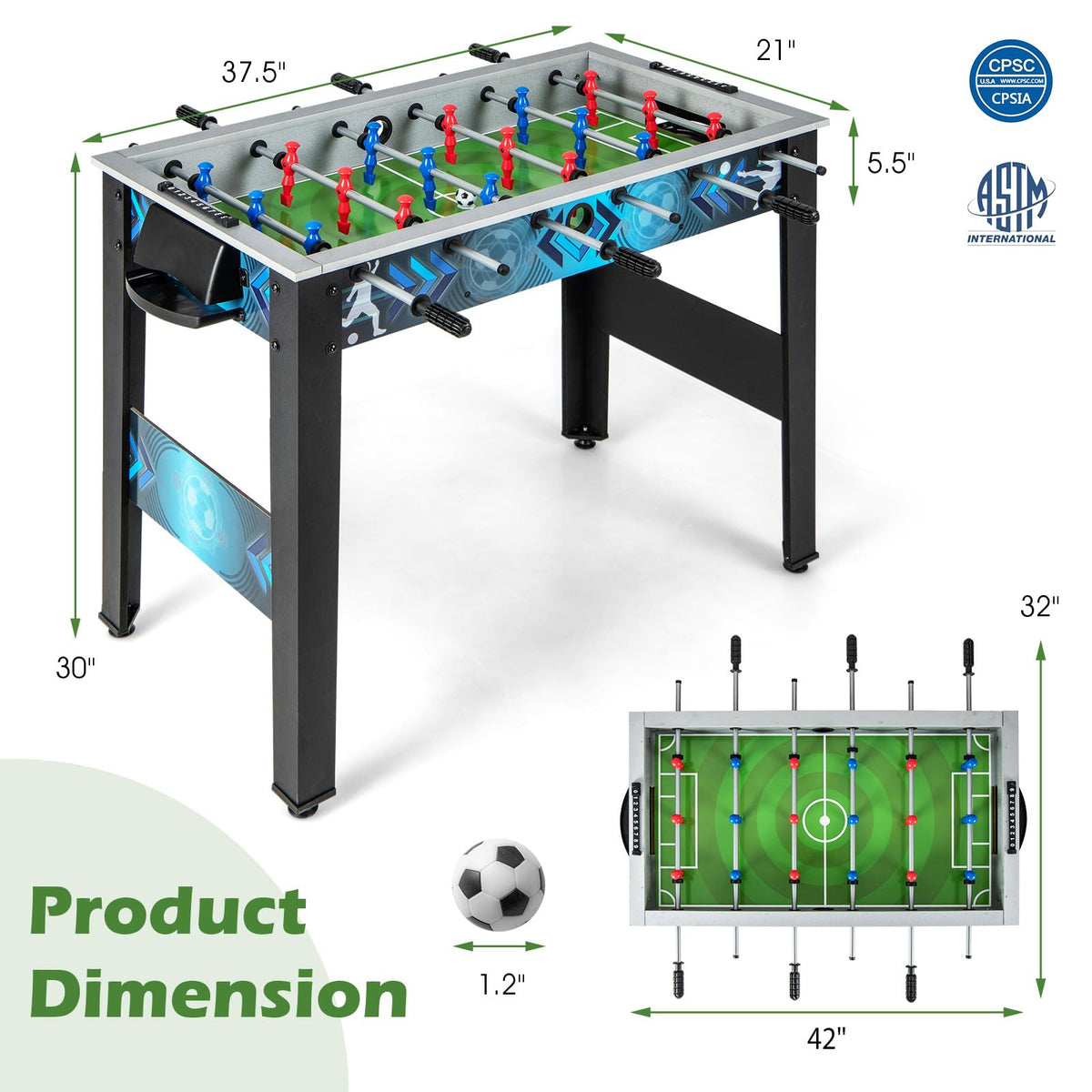 Giantex Foosball Table, 37.5" Foosball Table Adult Size