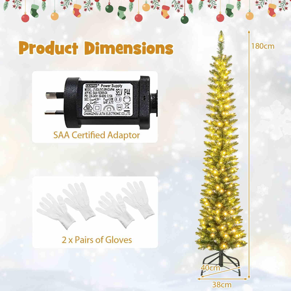 Artificial Christmas Tree with Branch Tips and Warm LED Lights