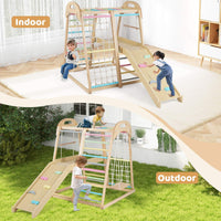 8-in-1 Jungle Gym, Wooden Montessori Climber Playset with Slide