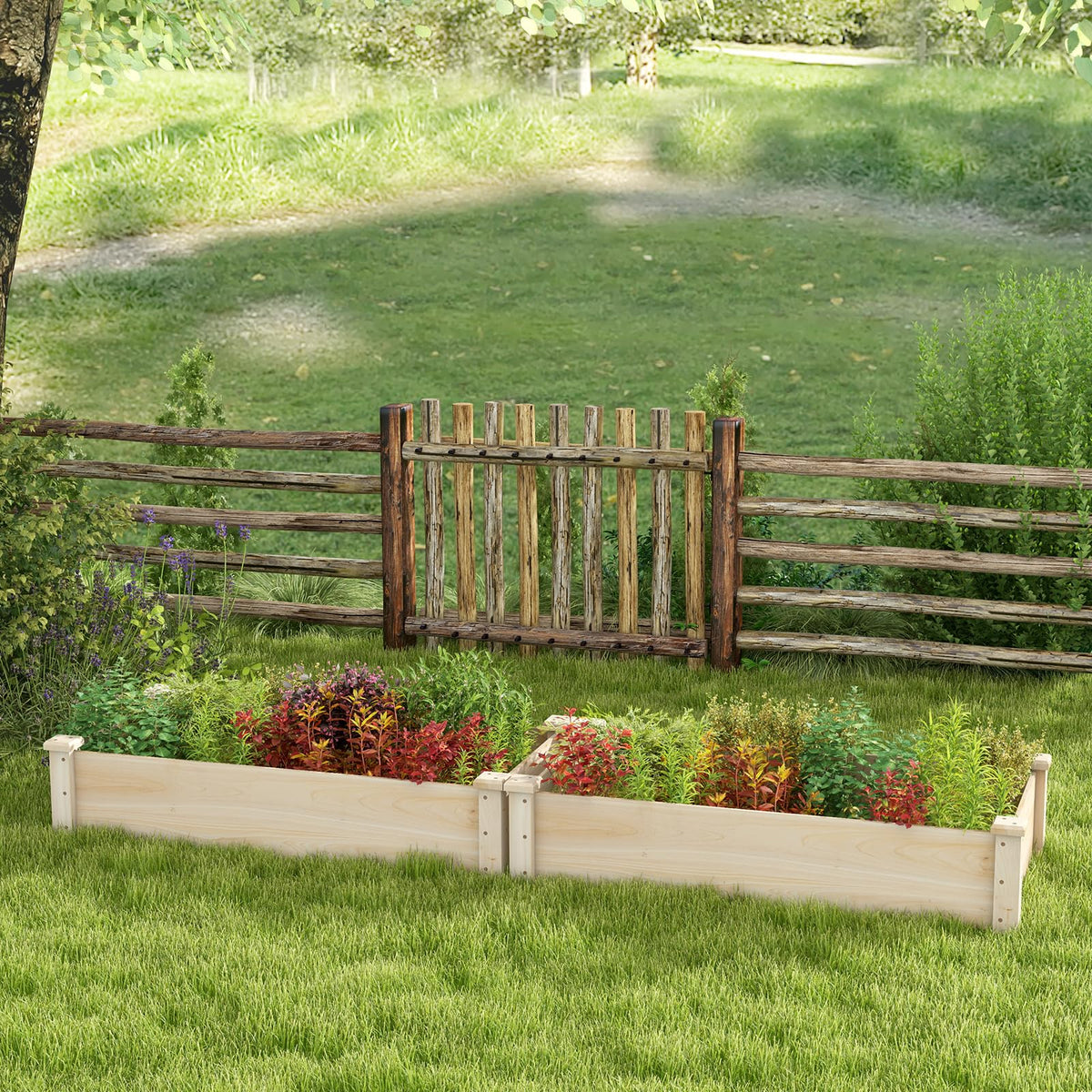 Giantex 48" x 24" x 10" Wooden Raised Garden Bed, Rectangular Planter Box