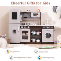 Kids Kitchen Playset Corner Toy Wooden Kitchen Set