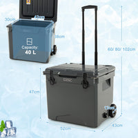 Hard Cooler w/Wheels & Handle, 40L Ice Chest w/Built-in Bottle Opener