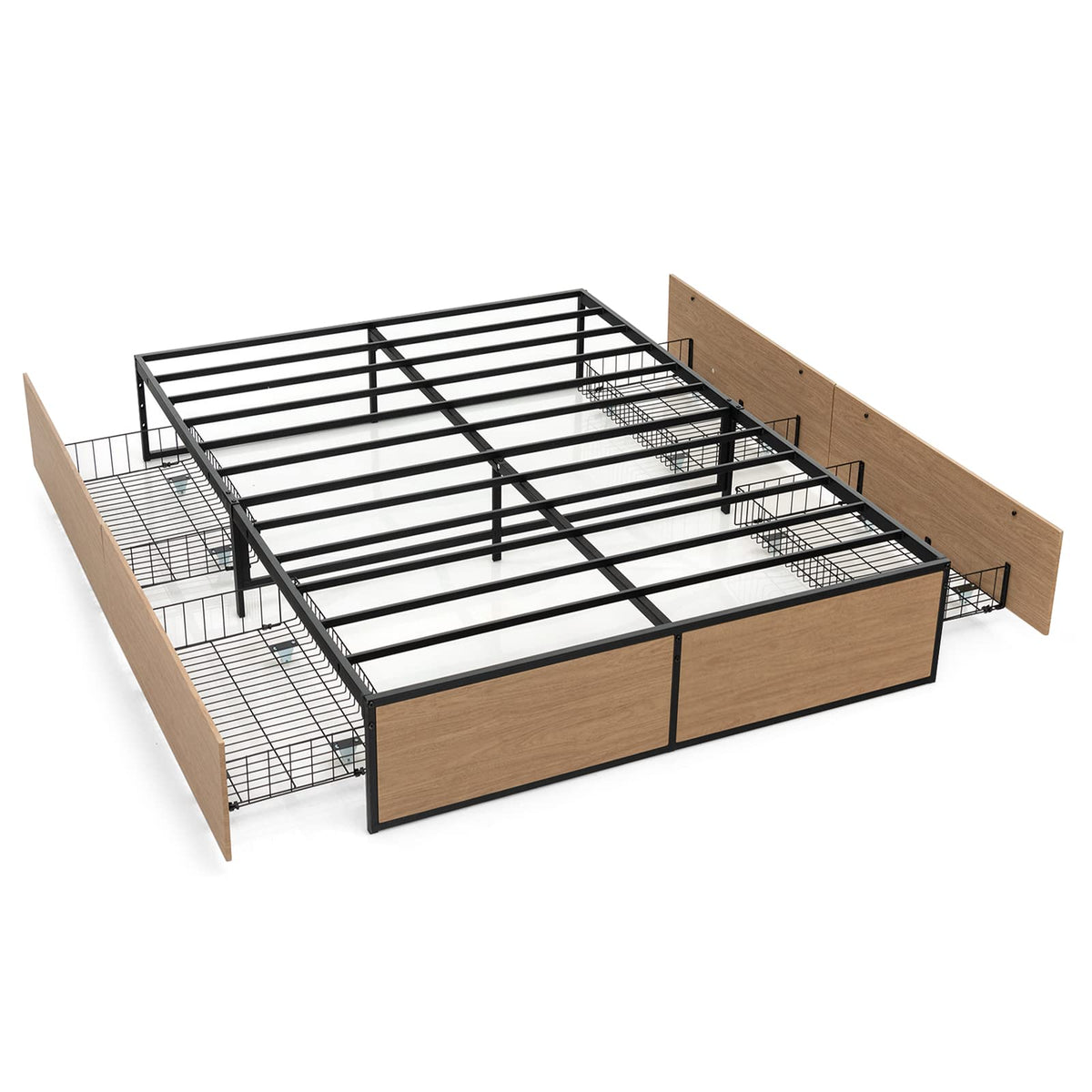 Giantex Double Size Metal Bed Frame w/ 4 Drawers