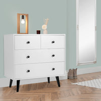 Modern Dresser Cabinet with 4 Large Drawers & Metal Handles White