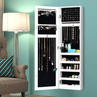 Giantex Jewelry Storage Armoire, Jewelry Armoire Organizer w/ Full Length Mirror, Wall Door Mounted Mirror Jewelry Cabinet