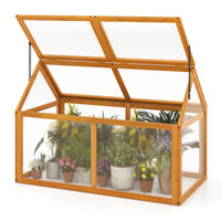 Wood Cold Frame Greenhouse, Portable Raised Flower Planter Protection with Transparent Panels
