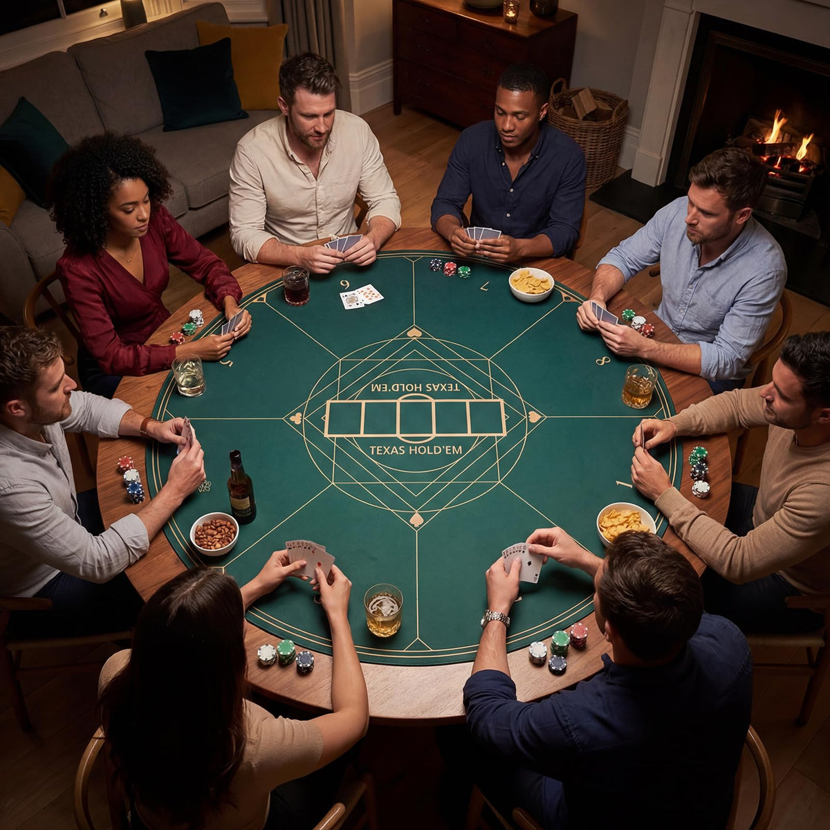 Round Poker Mat for Texas Hold'em 100 cm/120 cm/140 cm