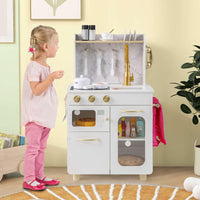 Pretend Play Kitchen with Stoves and Faucet for Boys and Girls 3+ Years Old