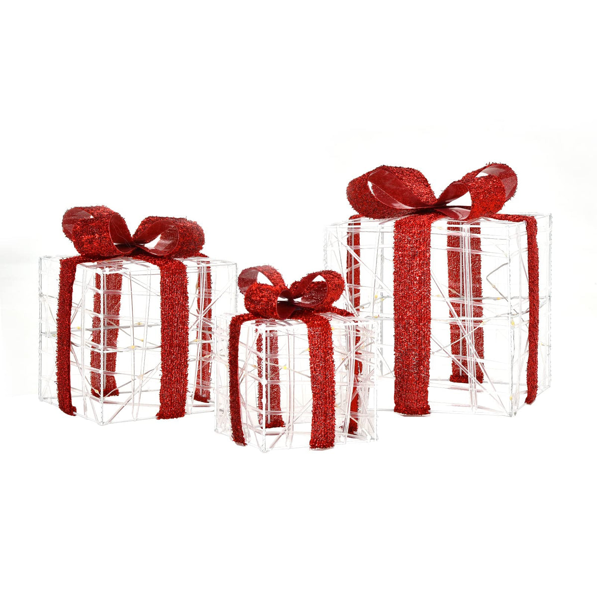 Set of 3 Christmas Lighted Gift Boxes Suitable for Indoor and Outdoor