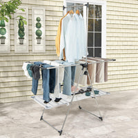 Giantex Foldable Clothes Drying Rack, 2-Tier Laundry Drying Rack with Hanging Bar