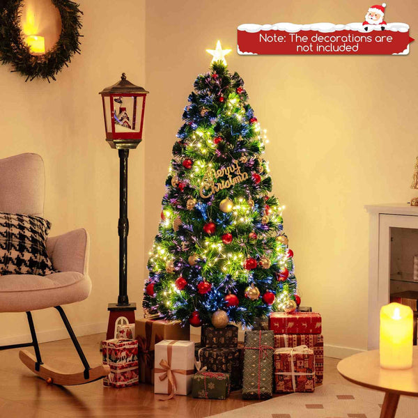 Pre-Lit Artificial 1.5M 1.8M Optical Fiber Christmas Tree with Star String Lights